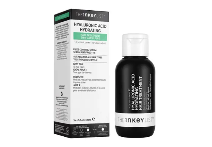 The Inkey List hyaluronsyra hår-behandling, en fuktgivande serum som motverkar friss och ger glans.