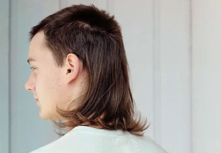 Profilbild på en person med en modern mullet. Håret är mörkbrunt och stylat med kortare topp och längre nacke.