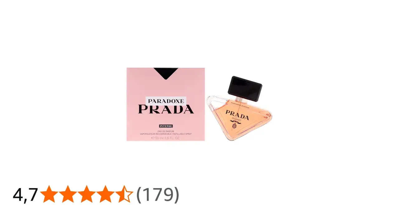 Prada Paradoxe Intense parfymflaska och kartong. En doft som fångar essensen av paradoxala noter.