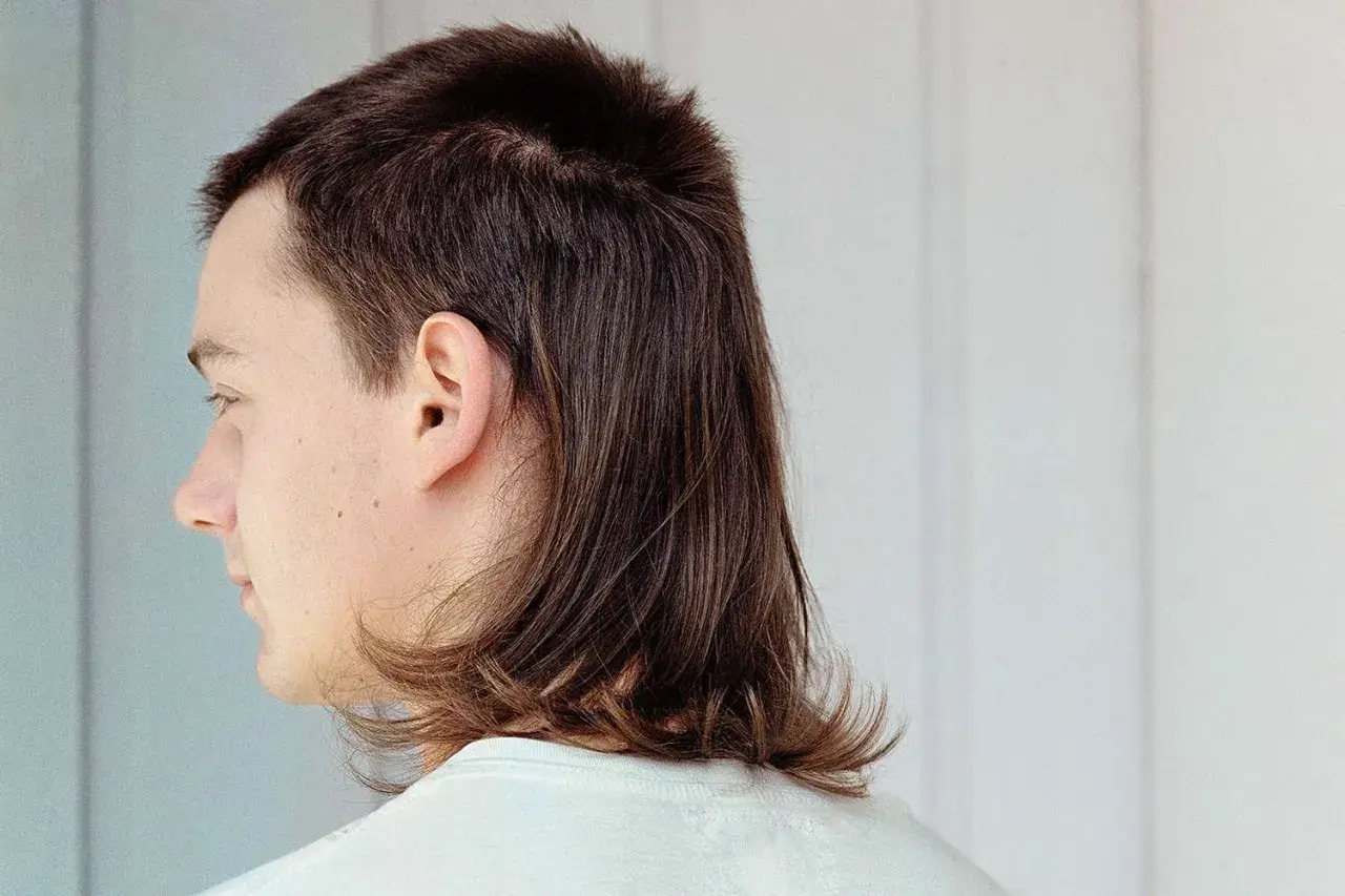Profilbild på en person med en modern mullet. Håret är mörkbrunt och stylat med kortare topp och längre nacke.