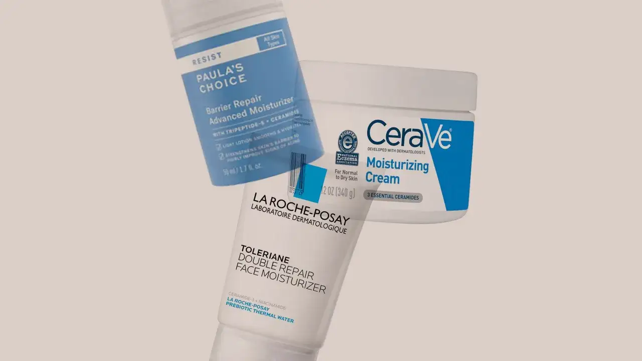 Tre fuktgivande krämer: Paula's Choice, CeraVe och La Roche-Posay. Perfekta för att motverka stram hud och ge näring.